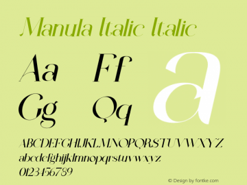 Manula Italic Italic Version 1.00;October 27, 2021;FontCreator 12.0.0.2535 32-bit图片样张