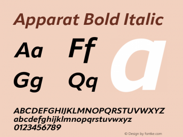 Apparat Bold Italic Version 1.000;hotconv 1.0.109;makeotfexe 2.5.65596图片样张