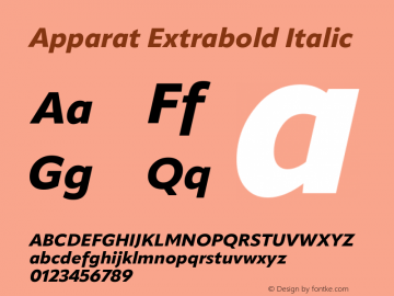 Apparat Extrabold Italic Version 1.000;hotconv 1.0.109;makeotfexe 2.5.65596图片样张