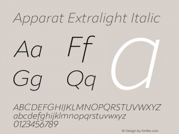 Apparat Extralight Italic Version 1.000;hotconv 1.0.109;makeotfexe 2.5.65596图片样张