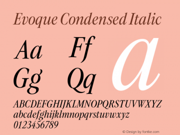 Evoque Condensed Italic Version 1.000图片样张
