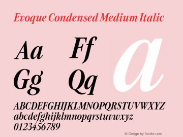 Evoque Condensed Medium Italic Version 1.000图片样张