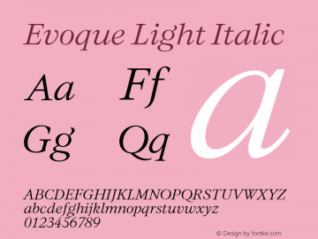 Evoque Light Italic Version 1.000图片样张