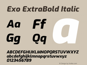 Exo ExtraBold Italic Version 2.001图片样张