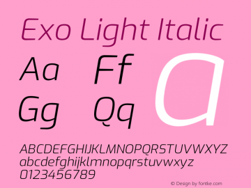 Exo Light Italic Version 2.001图片样张