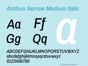 Archivo Narrow Medium Italic Version 3.001图片样张