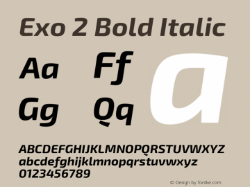 Exo 2 Bold Italic Version 2.001图片样张