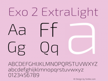 Exo 2 ExtraLight Version 2.001图片样张