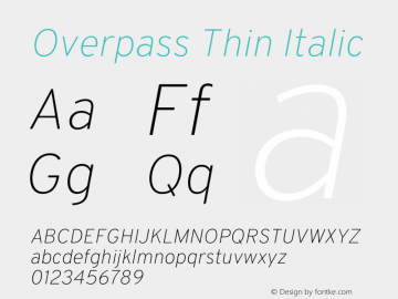 Overpass Thin Italic Version 4.000图片样张