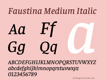 Faustina Medium Italic Version 1.200图片样张