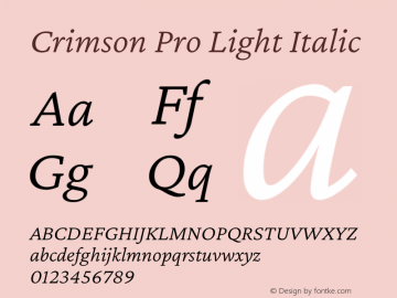 Crimson Pro Light Italic Version 1.003图片样张