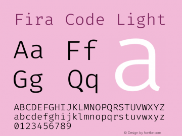 Fira Code Light Version 5.002图片样张