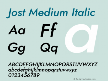 Jost Medium Italic Version 3.710图片样张