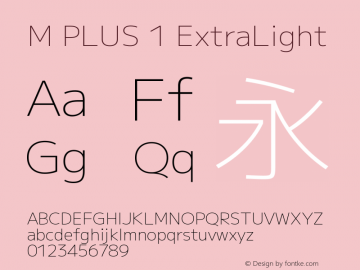M PLUS 1 ExtraLight Version 1.001图片样张