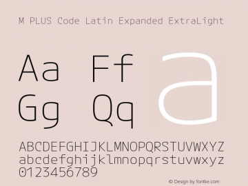 M PLUS Code Latin Expanded ExtraLight Version 1.002; ttfautohint (v1.8.3)图片样张