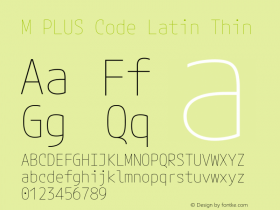 M PLUS Code Latin Thin Version 1.002; ttfautohint (v1.8.3)图片样张