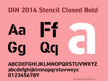 DIN 2014 Stencil Closed Bold Version 1.000图片样张