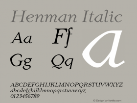 Henman Italic Version 1.000 2007 initial release图片样张