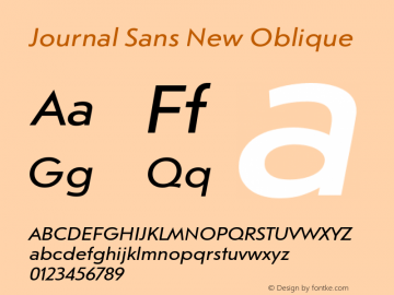 Journal Sans New Oblique Version 1.001图片样张