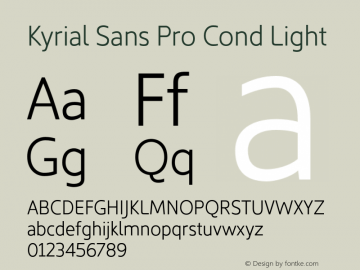 Kyrial Sans Pro Light Cond Version 1.000图片样张