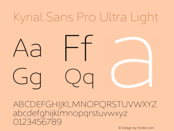 Kyrial Sans Pro Ultra Light Version 1.000图片样张