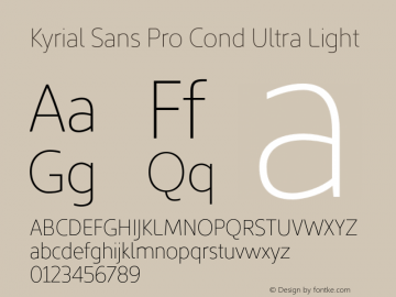 Kyrial Sans Pro Ult Light Cond Version 1.000图片样张