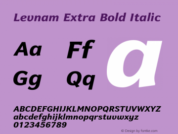 Levnam Extra Bold Italic Version 001.000图片样张