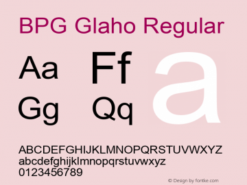 BPG Glaho Regular Version 5.002 2004 Font Sample