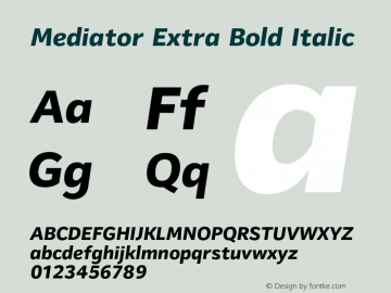 Mediator Extra Bold Italic Version 1.0图片样张