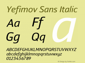 Yefimov Sans Italic Version 1.000图片样张