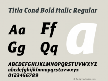 Titla Cond Bold Italic Version 1.000图片样张