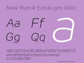 New Rubrik ExtraLight Italic Version 2.001图片样张