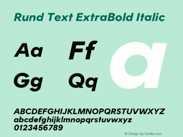 Rund Text ExtraBold Italic Version 1.000图片样张