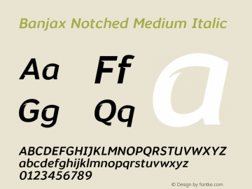 Banjax Notched Medium Italic Version 1.000;PS 001.000;hotconv 1.0.88;makeotf.lib2.5.64775图片样张