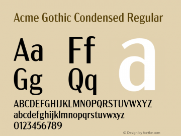 Acme Gothic Condensed Regular Version 1.011图片样张