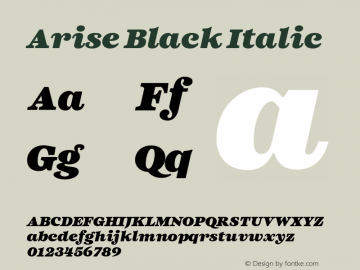 Arise Black Italic Version 1.000;hotconv 1.0.109;makeotfexe 2.5.65596图片样张