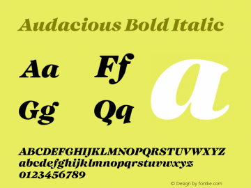 Audacious Bold Italic Version 1.000;hotconv 1.0.109;makeotfexe 2.5.65596图片样张