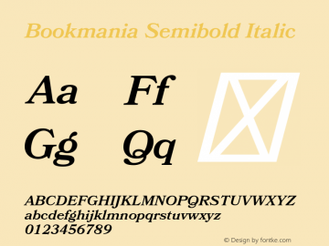 Bookmania Semibold Italic Version 1.009;hotconv 1.0.109;makeotfexe 2.5.65596图片样张