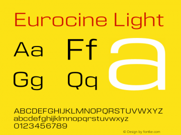 Eurocine Light Version 1.000;PS 001.000;hotconv 1.0.88;makeotf.lib2.5.64775图片样张