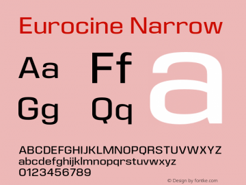 Eurocine Narrow Version 1.000;PS 001.000;hotconv 1.0.88;makeotf.lib2.5.64775图片样张