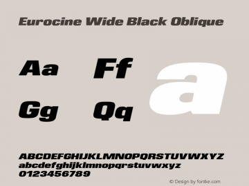 Eurocine Wide Black Oblique Version 1.000;PS 001.000;hotconv 1.0.88;makeotf.lib2.5.64775图片样张
