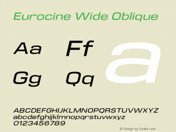 Eurocine Wide Oblique Version 1.000;PS 001.000;hotconv 1.0.88;makeotf.lib2.5.64775图片样张