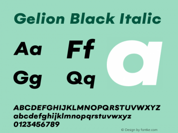 Gelion Black Italic Version 2.000;hotconv 1.0.109;makeotfexe 2.5.65596图片样张