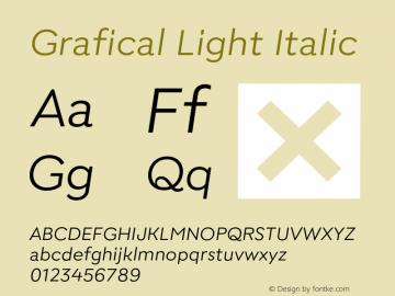 Grafical Light Italic Version 1.000;hotconv 1.0.109;makeotfexe 2.5.65596图片样张