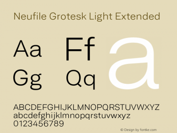 Neufile Grotesk Light Extended Version 1.000;PS 001.000;hotconv 1.0.88;makeotf.lib2.5.64775图片样张