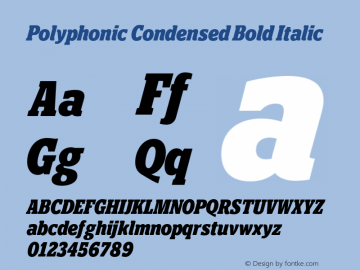 Polyphonic Condensed Bold Italic Version 1.000;PS 001.000;hotconv 1.0.88;makeotf.lib2.5.64775图片样张