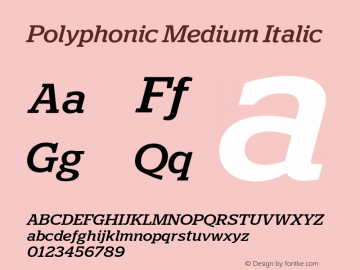 Polyphonic Medium Italic Version 1.000;PS 001.000;hotconv 1.0.88;makeotf.lib2.5.64775图片样张
