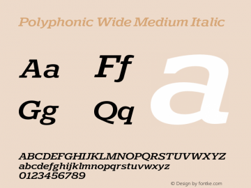 Polyphonic Wide Medium Italic Version 1.000;PS 001.000;hotconv 1.0.88;makeotf.lib2.5.64775图片样张