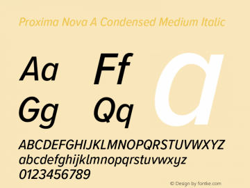 Proxima Nova A Cond Medium It Version 3.018;PS 003.018;hotconv 1.0.88;makeotf.lib2.5.64775图片样张