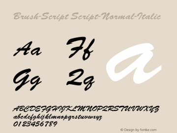 Brush-Script Script-Normal-Italic Version 001.000图片样张